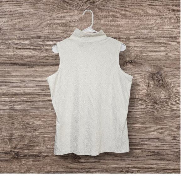 Fashion Bug Tops - Vintage 90s Textured Turtleneck Sleeveless White Top Size 14/16W X-Large Stretch